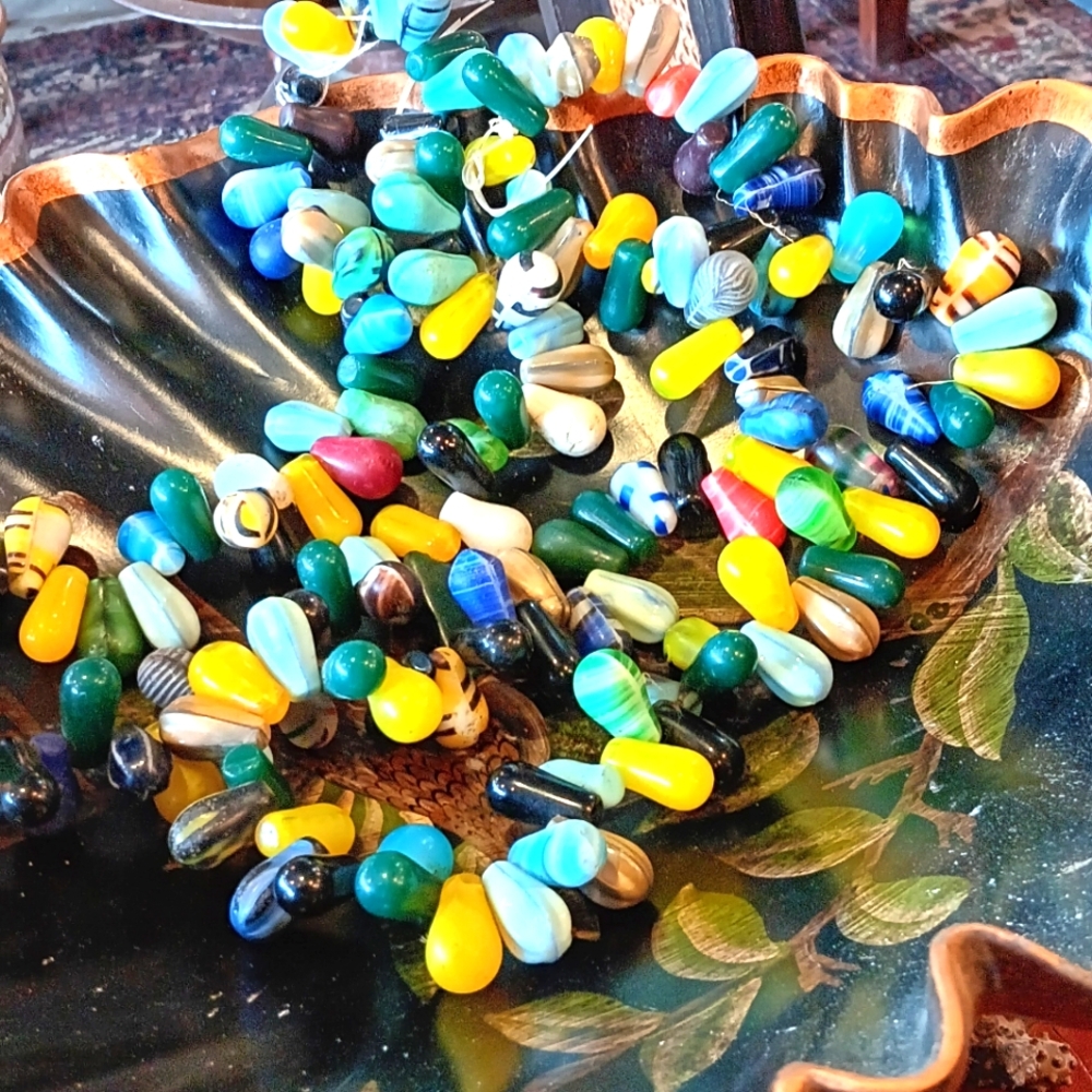 Antique Mixed Strand Africa Mali Large Bohemian Tear Drop Wedding Beads